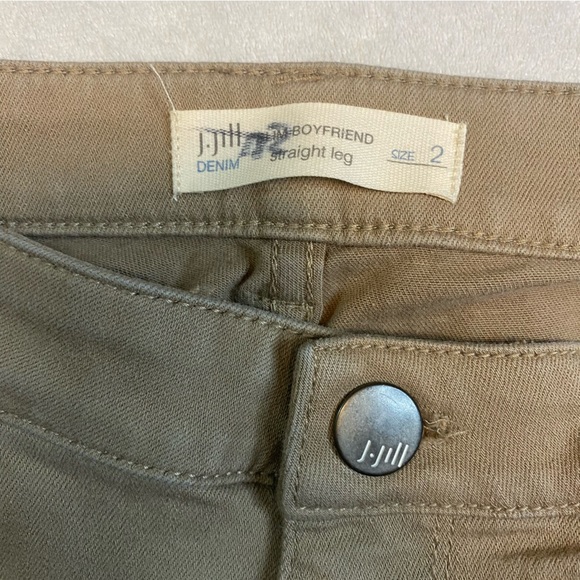J. JILL Denim Slim Boyfriend Straight Leg Jeans Zip Fly Stretch Khaki Tan Size 2 - Picture 2 of 6